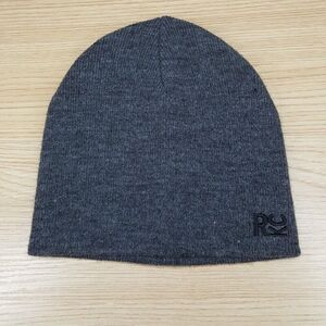 KENNETH COLE REACTION Beanie Hat Gray Acrylic Knit Logo One Size